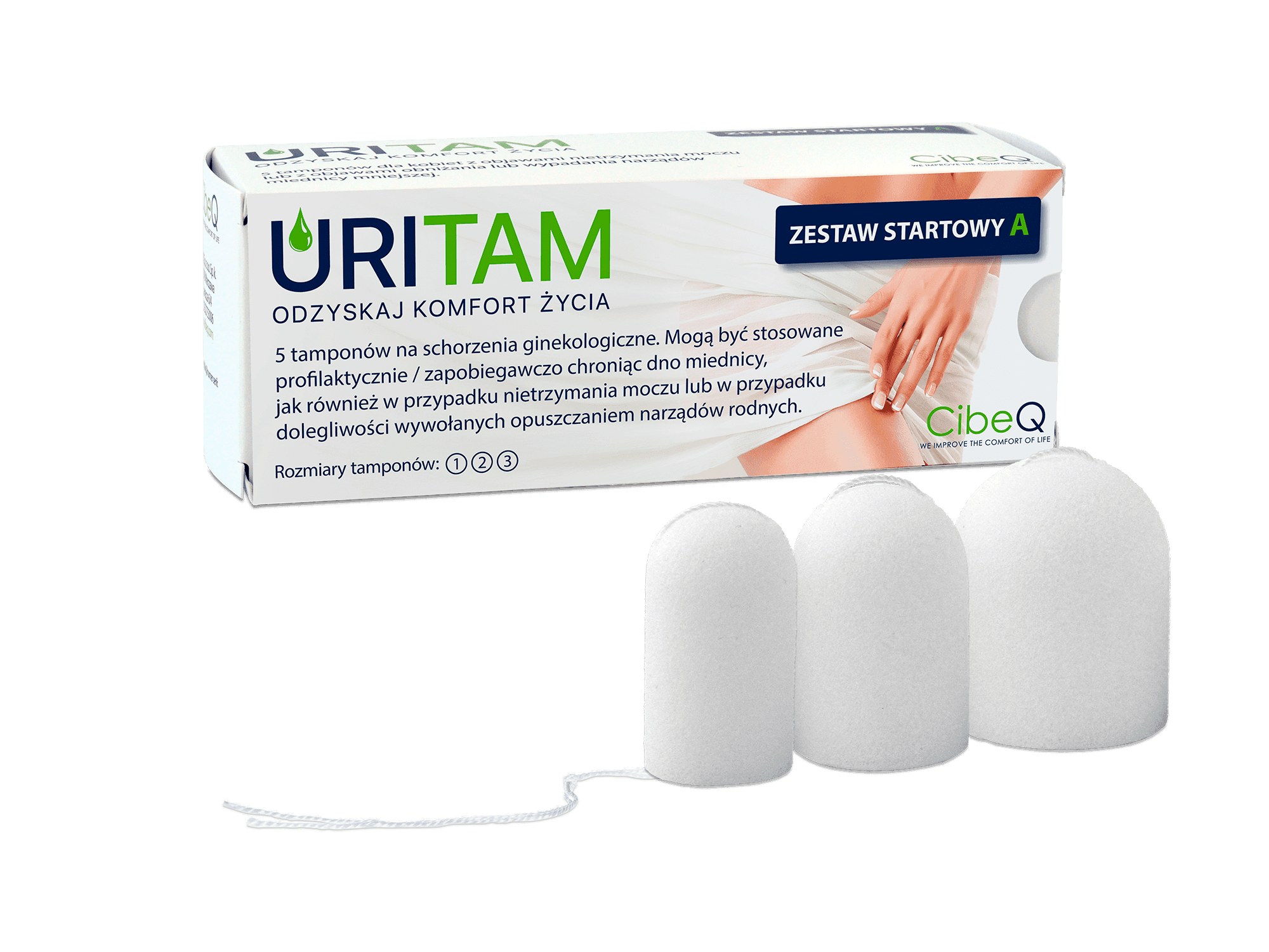 Tampon podpierający URITAM na nietrzymanie moczu - ZESTAW startowy A - 3 sztuki