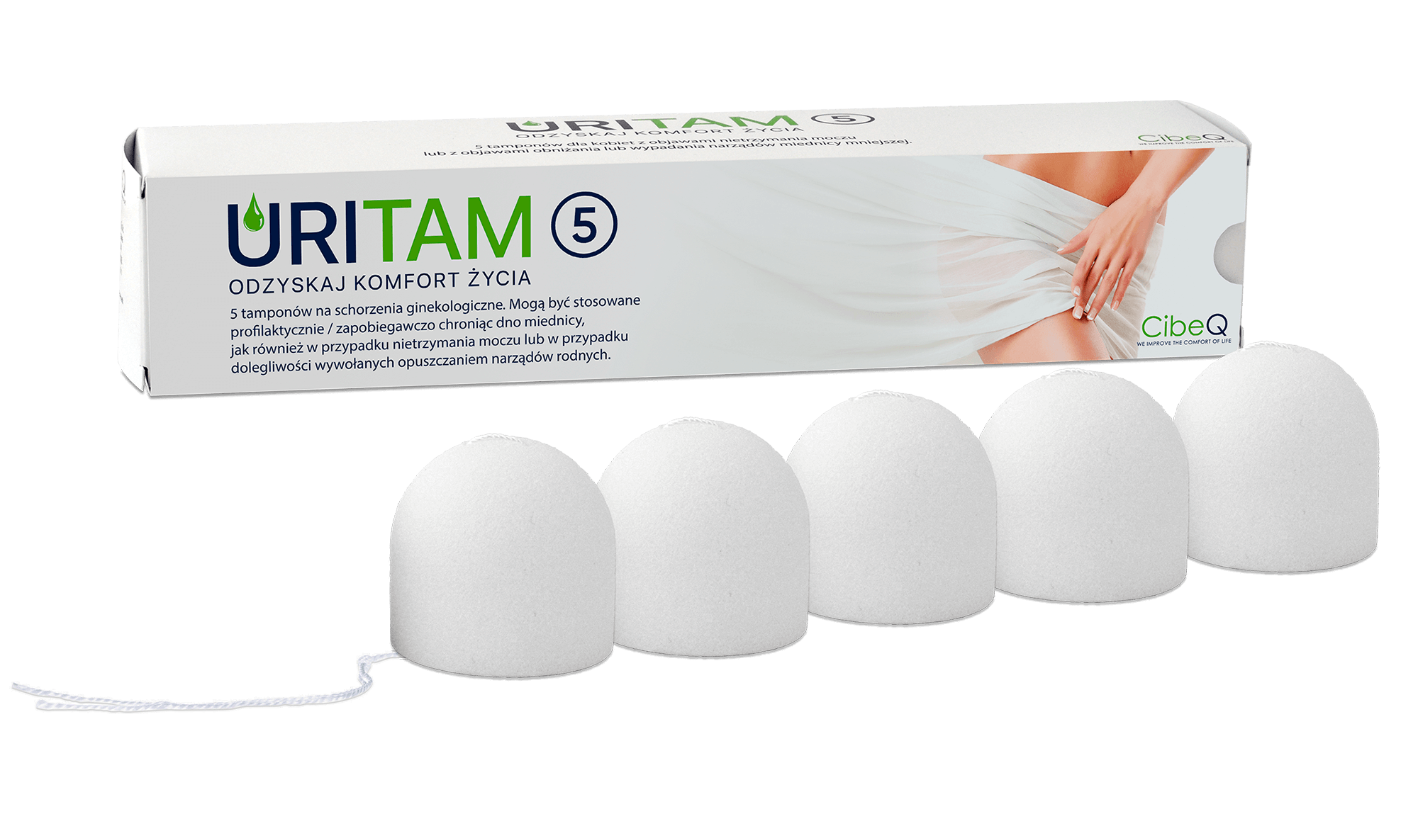 Tampons Uritam - size 5 - 5 pcs. 1 a white box with a label on it