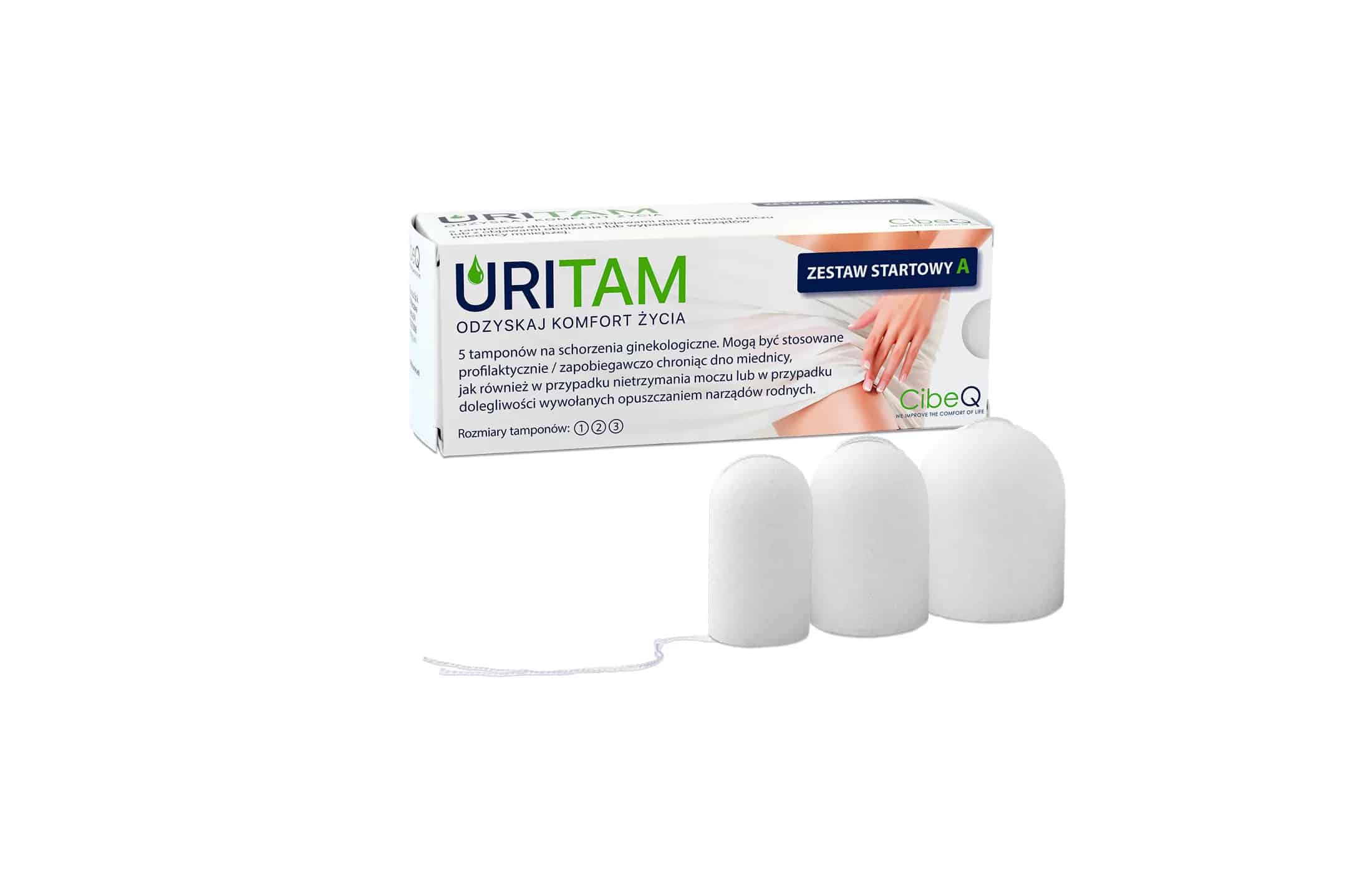 Tampony podpierające URITAM na nietrzymanie moczu - ZESTAW startowy A - 3 sztuki 1 Tampon podpierający URITAM na nietrzymanie moczu - ZESTAW startowy A - 3 sztuki