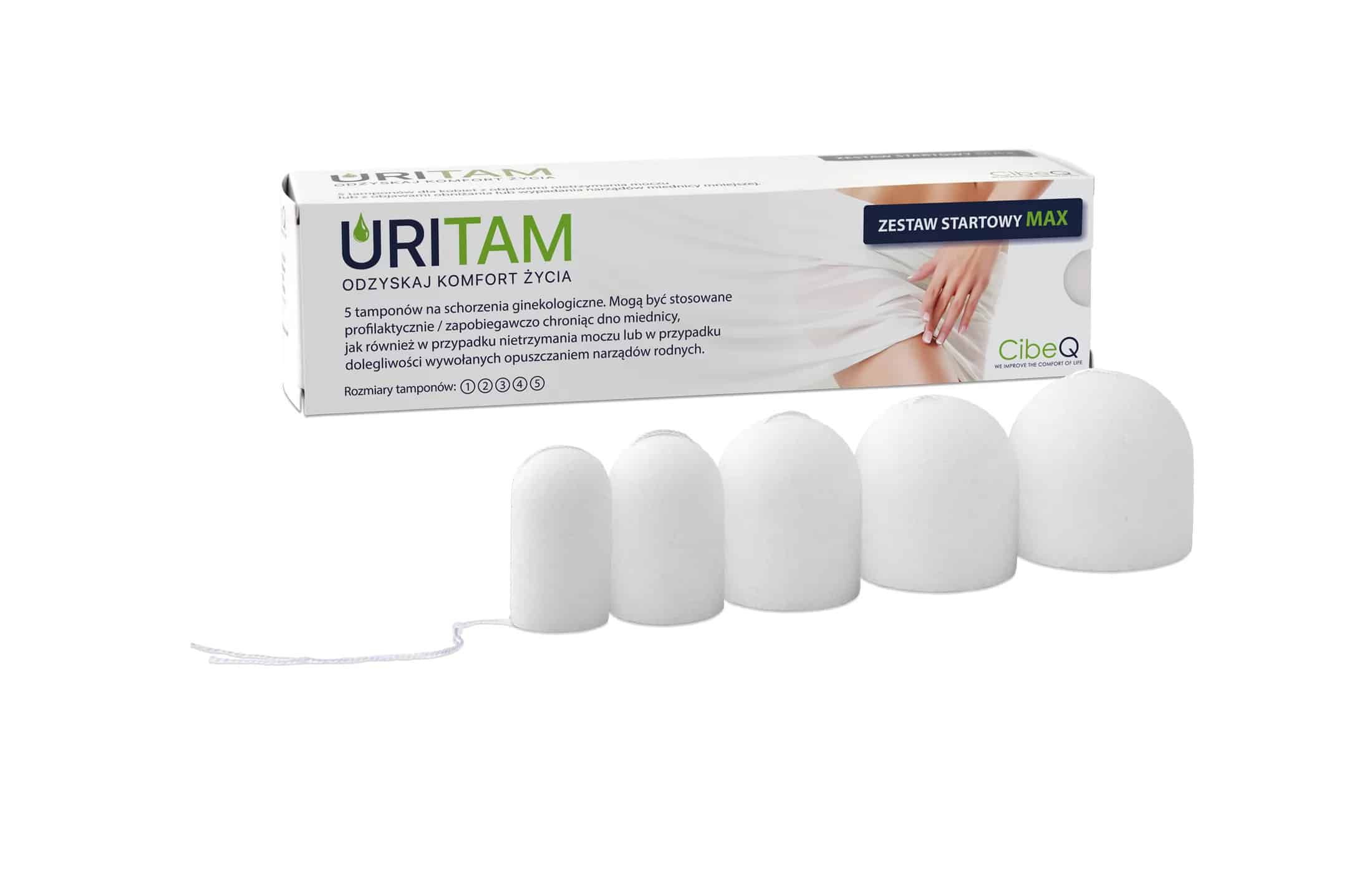 Tampony podpierające URITAM na nietrzymanie moczu – Zestaw Startowy MAX - 5 sztuk 1 Tampon podpierający URITAM na nietrzymanie moczu – Zestaw Startowy MAX - 5 sztuk